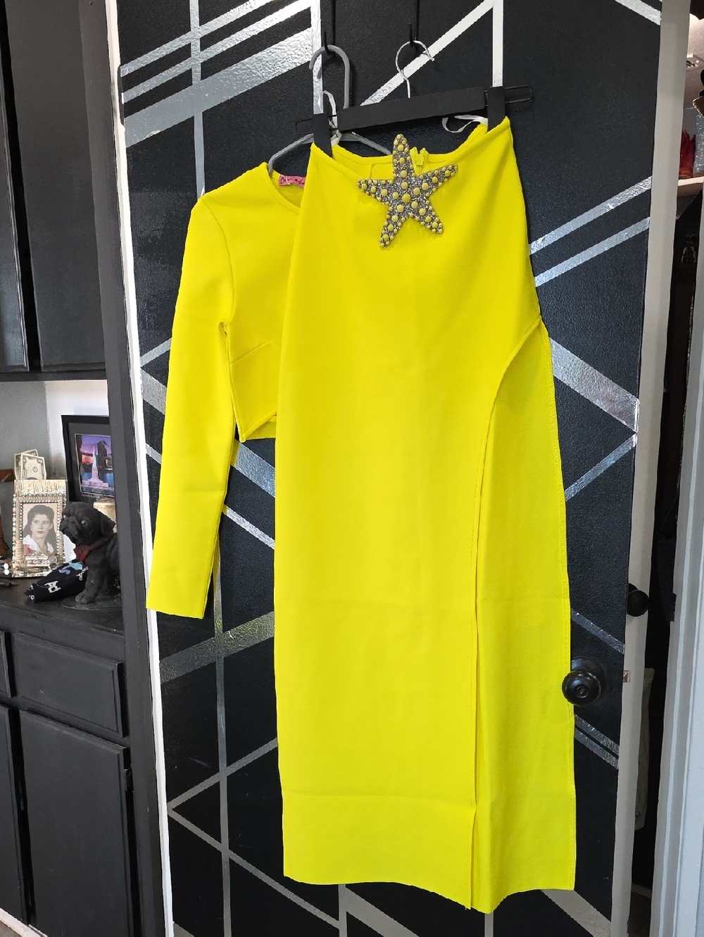 Embellished Star Yellow Midi Dress